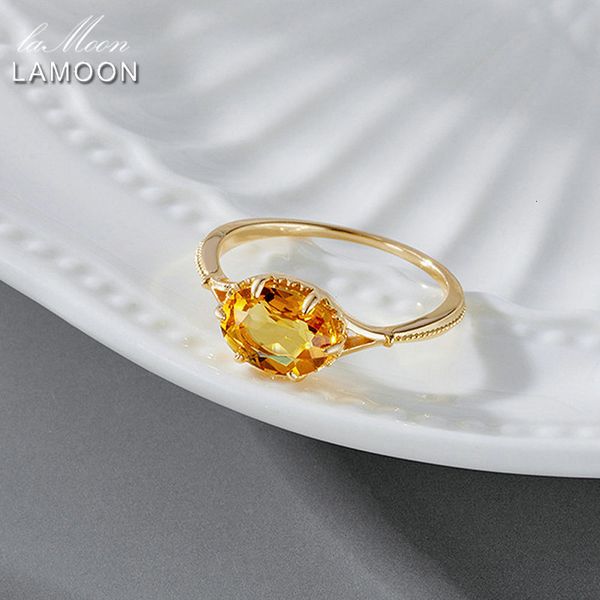 

wedding rings lamoon vintage bijou engagement ring for women natural citrine gemstone 925 sterling silver gold plated jewelry 230830, Slivery;golden