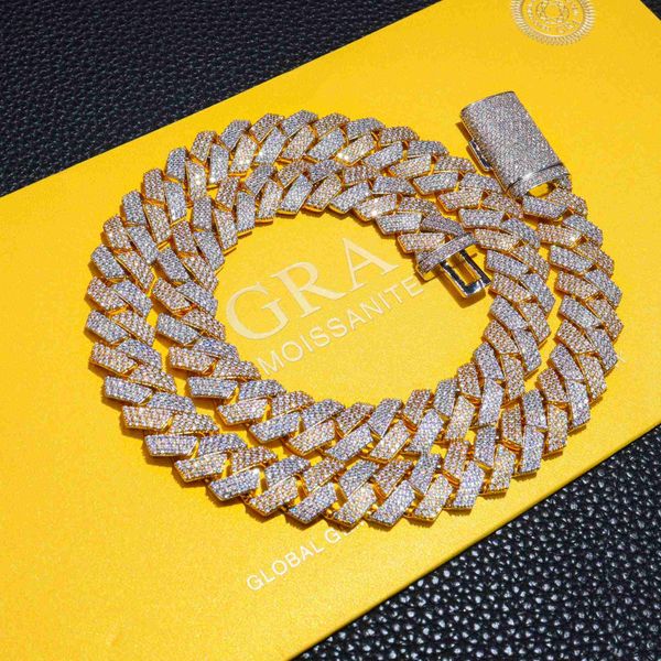 

in stock drop shipping silver 925 men rose gold solid heavy thick 13mm iced out diamond vvs d color moissanite cuban chain