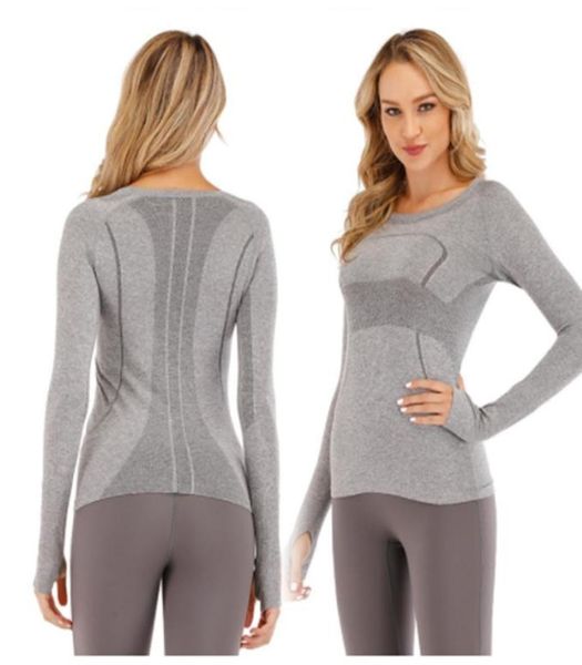 

2022 new 07 long sleeve yoga women solid quick dry breathable shirt sports workout gym tees t shirt female outdoor athletic9775270