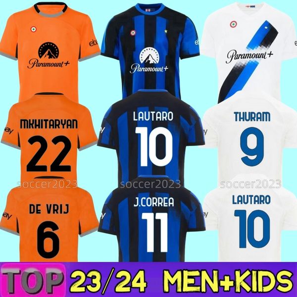 

23 24 lukaku inters lautaro milans soccer jerseys anniversary correa dzeko barella asllani 2023 2024 brozovic home football shirt uniforms m, Black;yellow