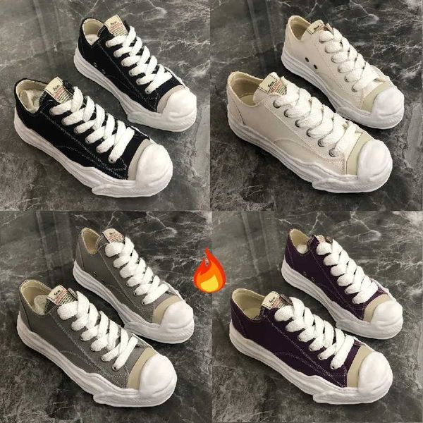 

new mmy maison mihara yasuhiro hank low sneakers flats shoes canvas trainer lace-up trim shaped toe for women luxury designer, Black