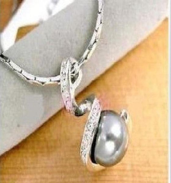 

new 18k white gold plated use rovski crystal black white pink gray pearl necklace8636442, Silver