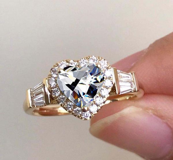 

love heart rings for women zircon ring original tibetan silver wedding band bridal jewelry accessories ring wedding band trending, Golden;silver