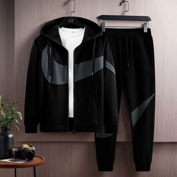 

men's tracksuits autumn winter designer hoodie mens set tracksuit sports suit jacket pants two pieces fashion casual track brand men 5x, Gray