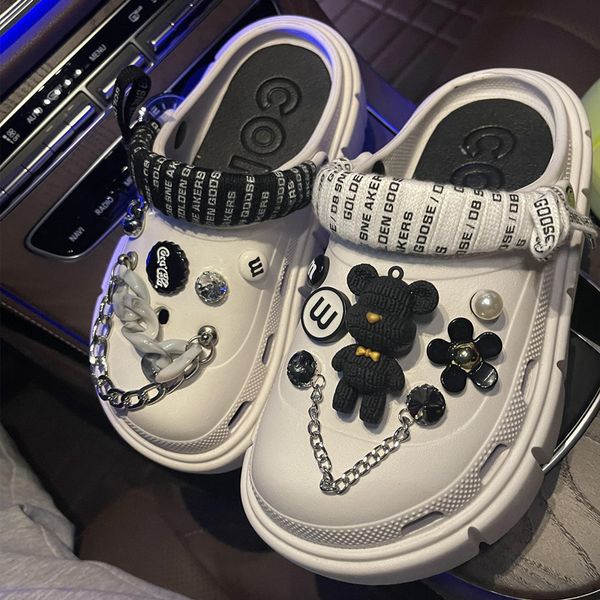 

sandals platform slippers summer women's sandals 6cm wedges ladies outdoor clogs thick street beach slides girls flip flops garden shoe, Black