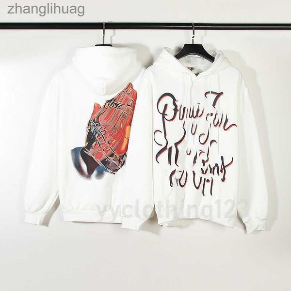 

men and women with american high street travis praeying handss loose hoodie hip hop sports hoodie trend kaneyees designer run 23ss, Black