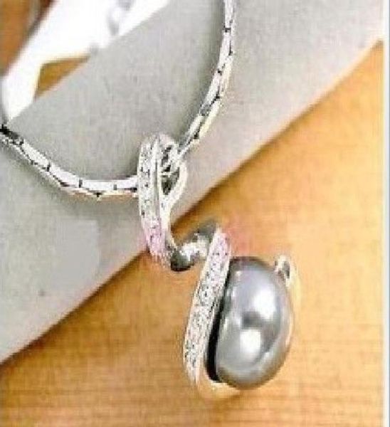 

new 18k white gold plated use rovski crystal black white pink gray pearl necklace9558146, Silver