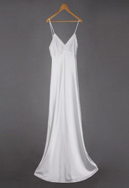 

long nightgowns vneck sleepdress comfort satin nightwear women spaghetti strap nightdress lace sleepwear for femalelady sla5016595941, Black;red