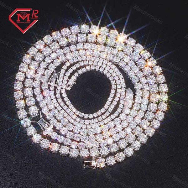 

3mm 4mm 5mm 6mm 8mm mens chain hip hop iced out 925 sterling silver vvs moissanite diamond tennis chain necklace