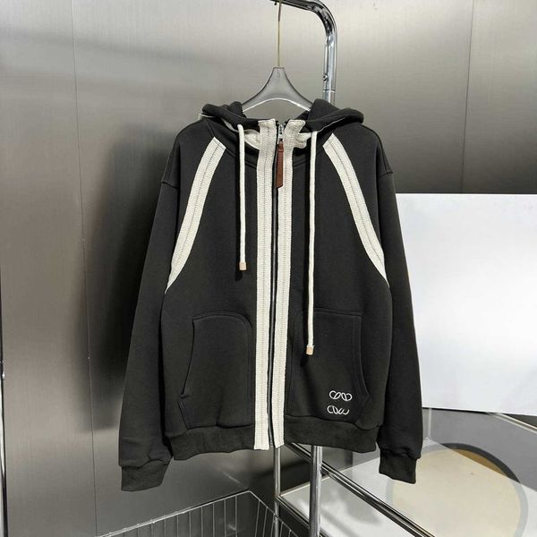 

fall/winter by lowe brand hoodie sweatshirt classic embroidered zipper heavy duty work with loose casual cardigan coats for men and women, Black;brown