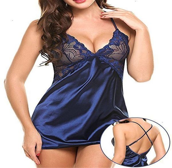 

lingerie faux silk nightgowns satin sleepwear lace night dress women sleeveless nighties v neck nightdress nightwear nightshi5443347, Black;red