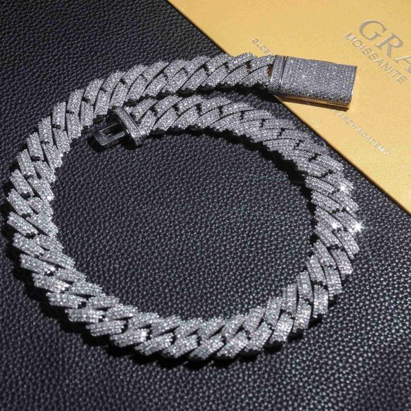 

new fashion selling 20mm sterling silver 925 moissanite jewelry necklace gift cuban link chain men