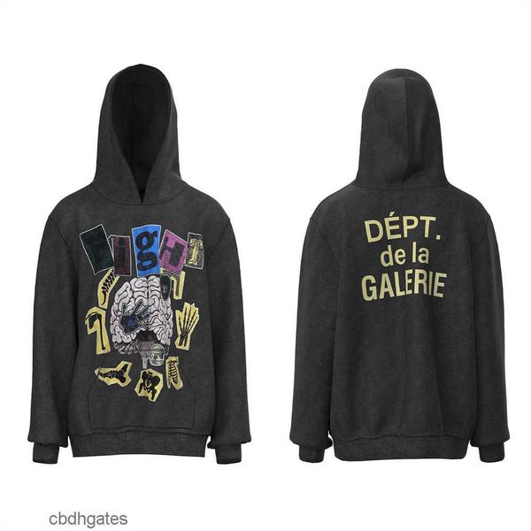 

brand trendy washed loose hoodies american sweater printed vintage mens men's fashion hoodie gallerry deptt hk97, Black