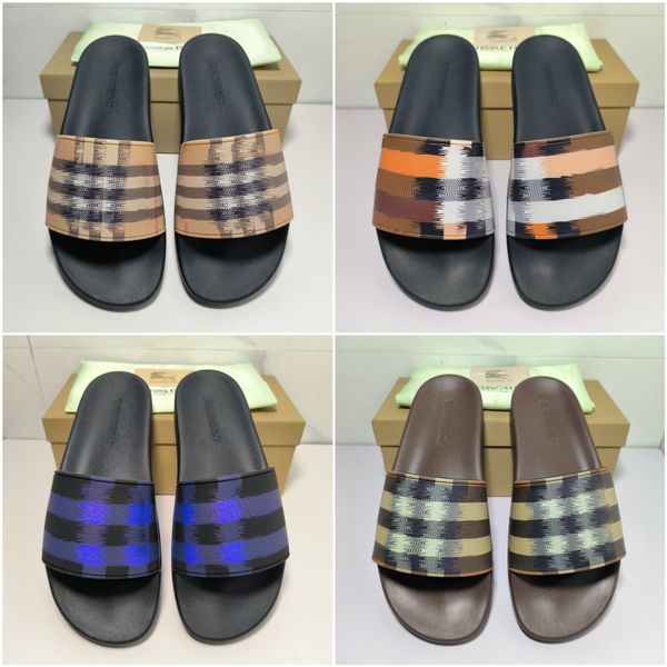 

designer slippers rubber sandals bur slide luxury summer ladies slides men's women's fashion beach shoes sizes 35-45 with box, Black
