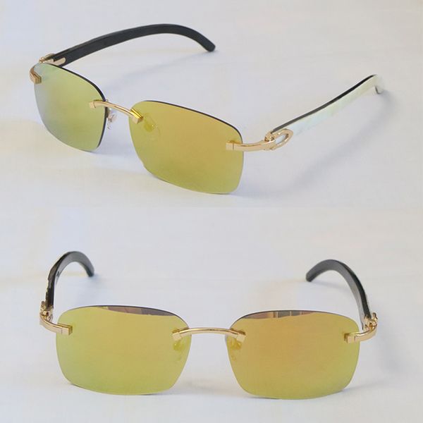 

fashion man woman rimless frames wood sunglasses 8200759 square men glasses white inside black buffalo horn driving gasses male and female 1, White;black