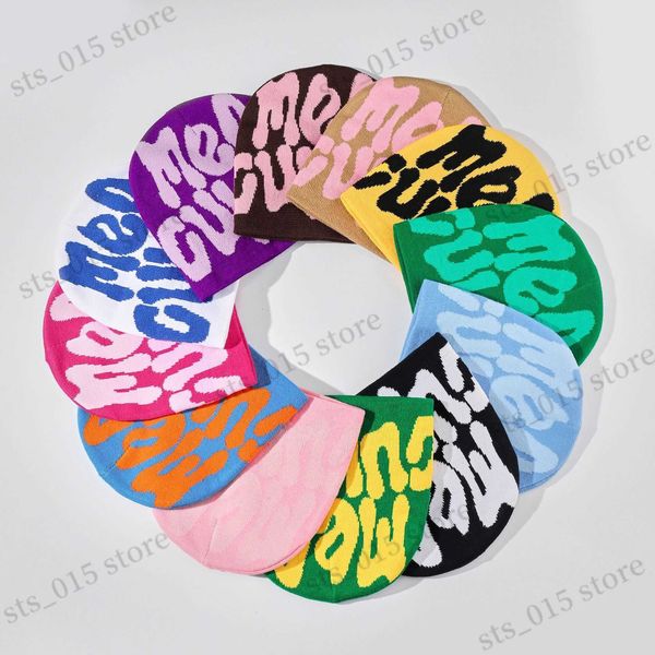 

beanie/skull caps 2023 new fashion woolen hat autumn and winter warm knitted hat european and american fashion letter jacquard hat t230425, Blue;gray