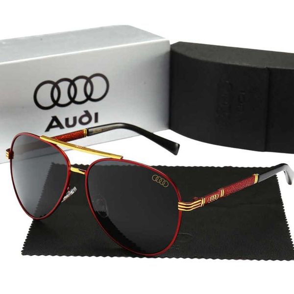 

designer audi cool sunglasses luxury four circles new car brand driving glasses men's metal toad polarized sunglasses driver, White;black