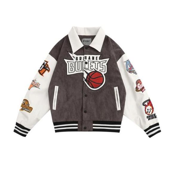 

basketball letter embroidery graffiti woolen coat men039s and women039s windbreaker casual winter jackets4780181, Black;brown