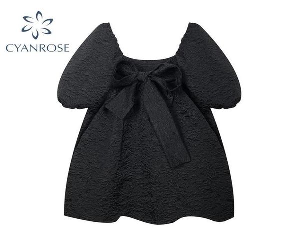 

casual dresses women dress 2021 summer vintage elegant temperament ball gown puff sleeve high waist backless black puffy short lad2750959, Black;gray