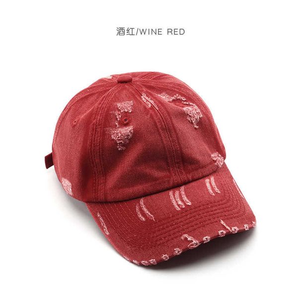 

hat women's spring and autumn solid color personalized broken hole good washable baseball outdoor men's sports leisure duck tongue, Blue;gray