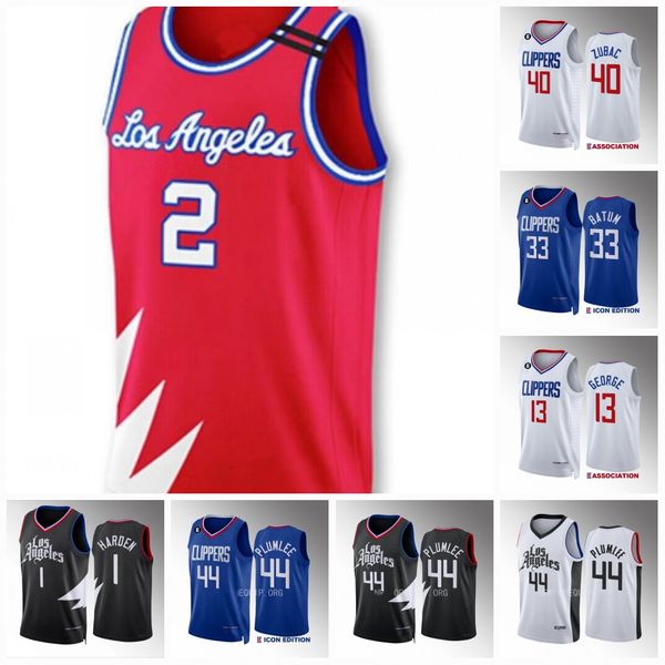 

la clippers 44 mason plumlee basketball jerseys nicolas 33 batum jerseys amir 7 coffey robert covington moussa 25 diabate paul 13 george bon, Black;red
