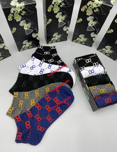 

designer mens womens socks five pair luxe sports winter letter printed sock embroidery cotton man woman 10 styles with box1141741, Black