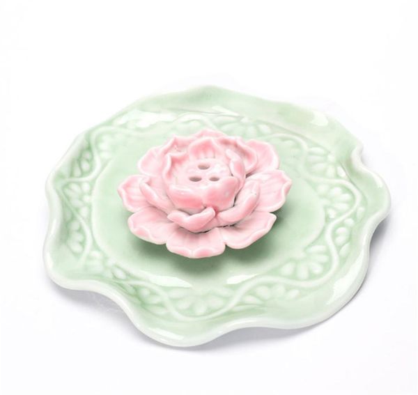 

ceramic handmade incense burner incense stick holder lotus ash catcher buddhist water lily plate home office decor1030662, Slivery;golden