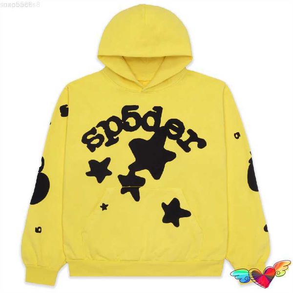 

halloween men's hoodies sweatshirts 2023 yellow young thug sp5der men women 1 hip hop star spider 555555 world wide pullovers, Black