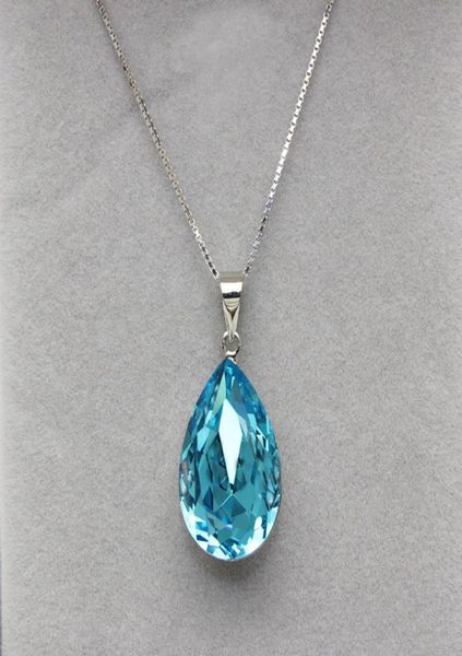 

new necklace designs jewelry gift made with rovski elements crystal fashion water drop shape pendants with 925 sterling silver box chain9428