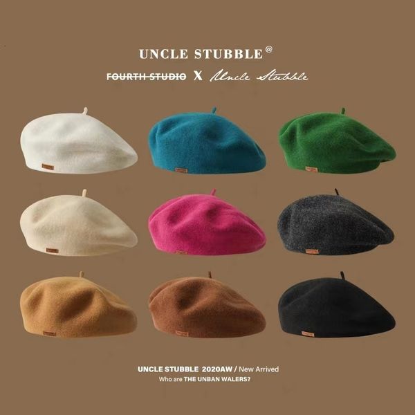 

berets autumn winter vintage wool beret hats for women french gorras boina cap 230831, Blue;gray