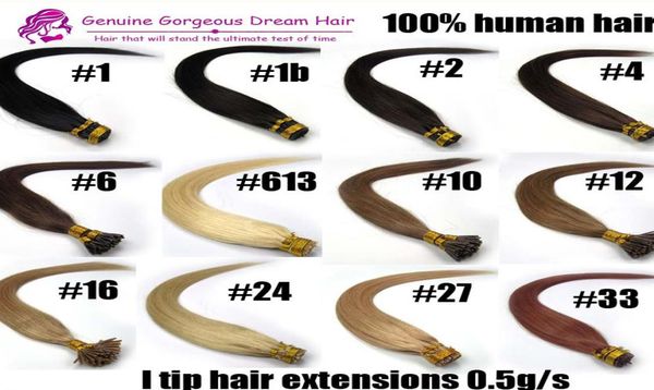 

16"-24" #613 i tip hair extensions human platinum blonde -pre bonded keratin hair 0.5g s 100s pack 7a grade3674764, Black