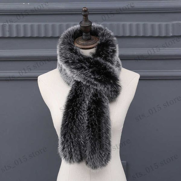 

scarves luxury winter fur scarf for women fluffy plush woman scarves solid color neckerchief thick outdoor lady stole t230425, Blue;gray
