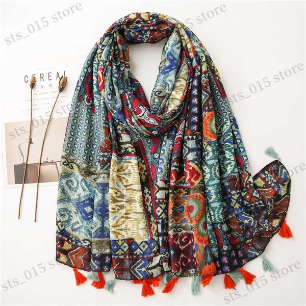 

scarves luxury brand cotton scarf women large shawls wrap fashion pashmina hijab echarpe beach printt scarves female foulard pareo t230425, Blue;gray