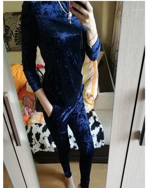 

women039s suits 3xl 6 color velvet tracksuit women costume set long sleeve pant sets for sporting suit18174377, White;black