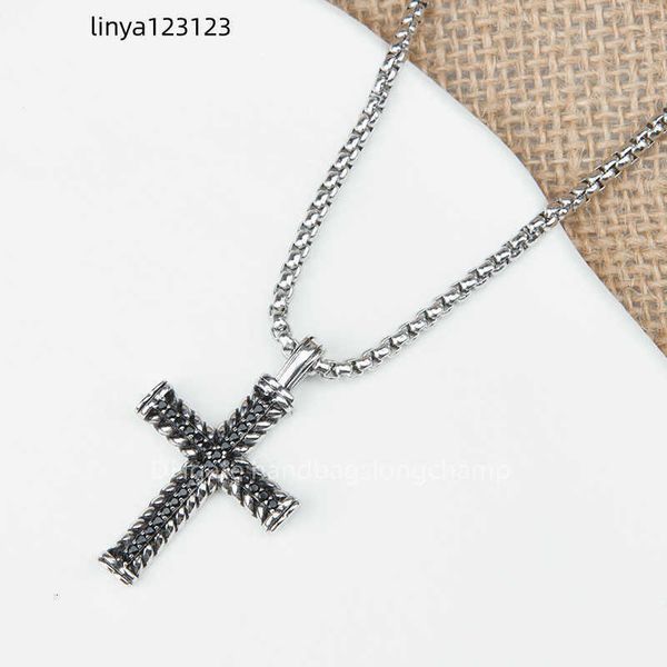 

vintage necklace zircon fashion men box chain luxury designer 95% cross pendant inlaid off black necklaces fashion punk jewelry gift ghj5, Silver