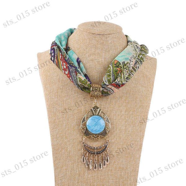 

scarves runmeifa pendants necklaces chiffon jewelry scarf woman/ladies new fashion vintage long tassel female solid bohemian style t230425, Blue;gray