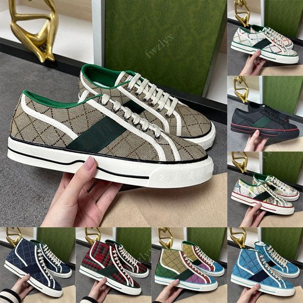 

tennis 1977 designer shoes luxurys vintage canvas sneakers blue washed jacquard denim rubber sole embroidered mens womens sports running sho