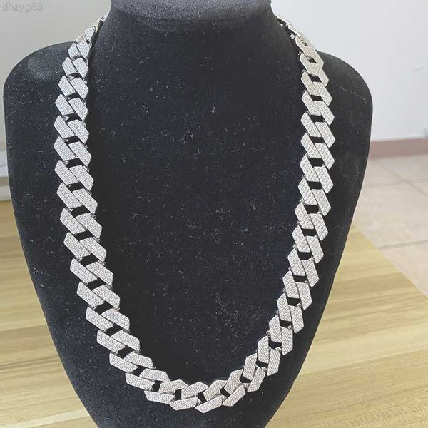 

lifeng jewelry ready to ship hip hop men 17mm 20inch gold plated iced out moissanite cuban chain necklace, Silver