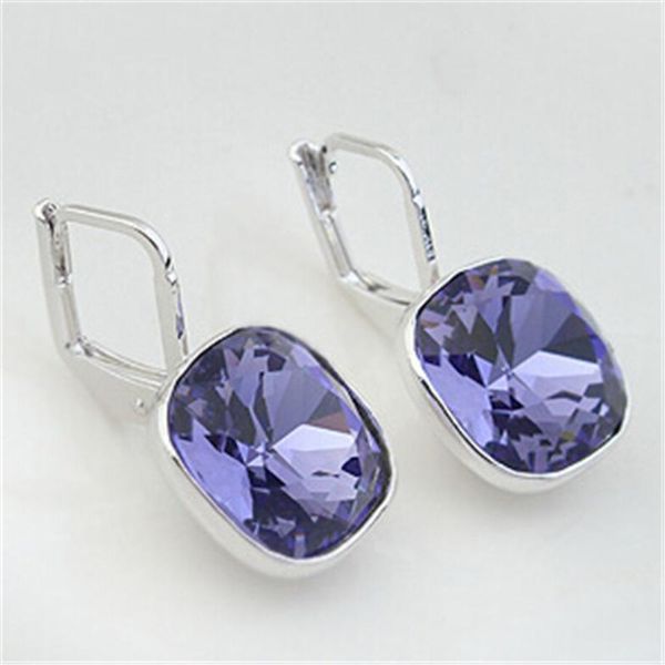 

crystal drop dangle purple earrings fashion jewelry crystal from rovski elements women party bijouterie 188726534934, Silver