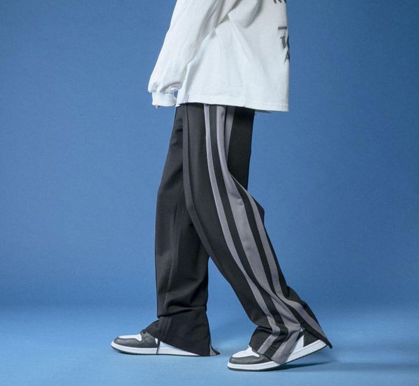 

privathinker men's casual oversize zipper pants woman loose stripe kpop pants fashion male streetwear clothing 210062250842, Black