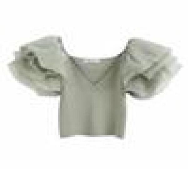 

za summer knit crop women sweetheart neckline shirts voluminous short sleeves organza shirt elegant short blouse woman y2006224745921, White