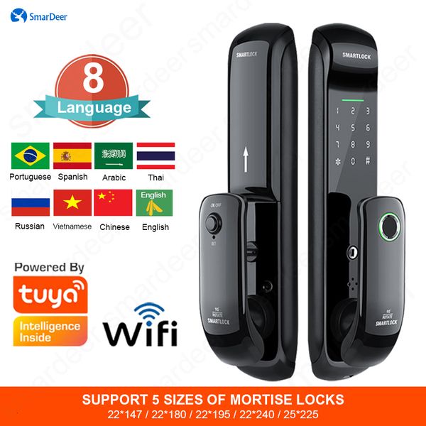 

key lock smardeer digital electronic for tuya smart lock with biometric fingerprint 5 in 1 keyless entry code 230830