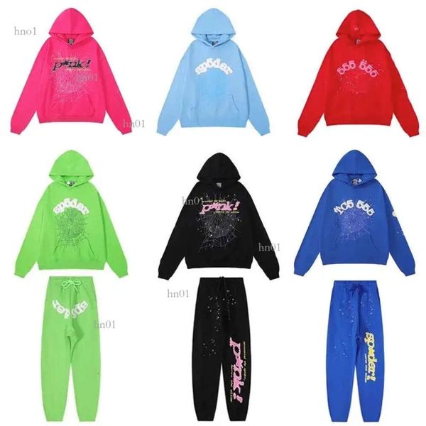 

sp5der young thug 555555 men women hoodie foam print spider web graphic pink sweatshirts y2k pullovers s-2xl940, Black