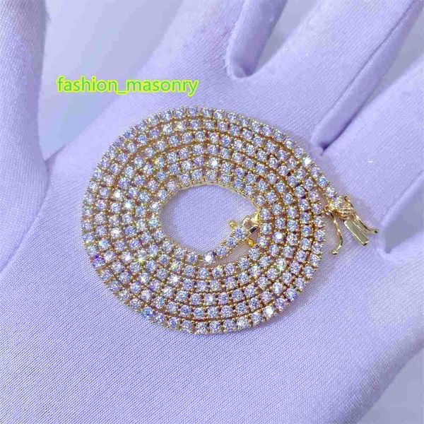 

pass diamond tester iced out vvs1 moissanite diamond d color 2mm 3mm 4mm 925 silver tennis chain necklace