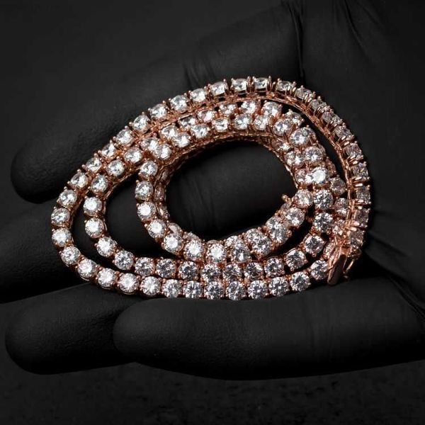 

voaino custom style 18k gold lab grown cvd vvs diamond cut to make adjustable jewelry tennis chain, Silver