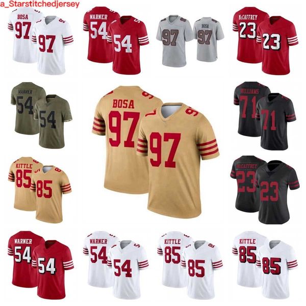

57 dre greenlaw 7 charvarius ward 16 joe montana football jersye 10 jimmy garoppolo 5 trey lance 44 kyle juszczyk 23 christian mccaffrey 85, Black