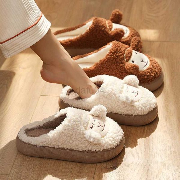 

slipper cute cartoon women cotton slippers autumn indoor home slipper couples warm faux fur slides platform sole girls boys furry shoes l083, Black;grey