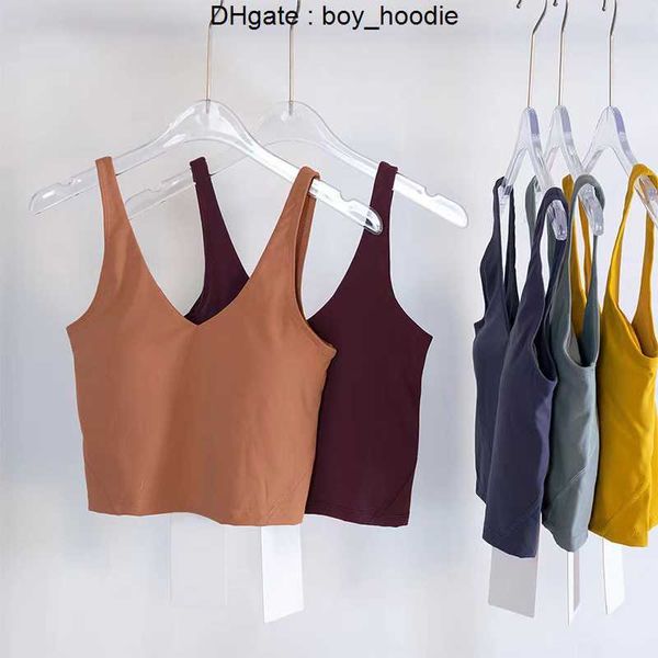

new pattern align tank classic popular fitness u bra butter soft women sport tank gym crop lu yoga vest beauty back shockproof with removabl, White