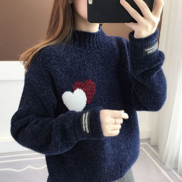 

women's sweaters autumn winter sweater women knitted fashion loose casual thick solid color long sleeve plus size warm ladies pullover, White;black