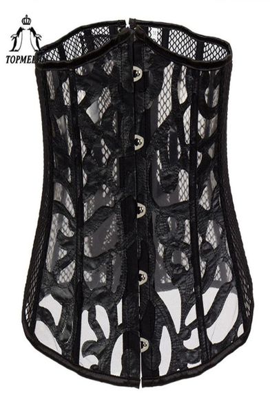 

elon underbust corset wait trainer steampunk bustier gothic corselet corset women fashion floral transparent8244261, Black;white